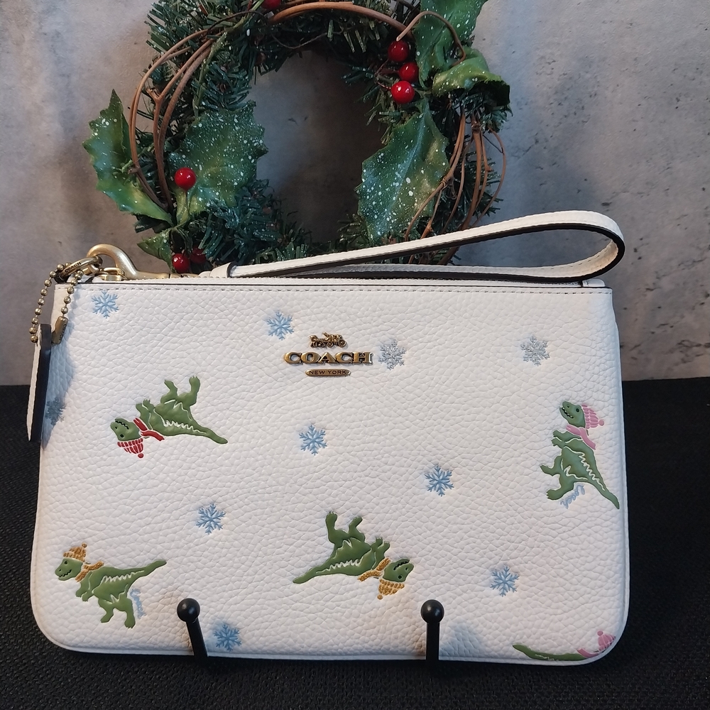 Coach Rexy 🦖Winter ❄️ Print Wristlet